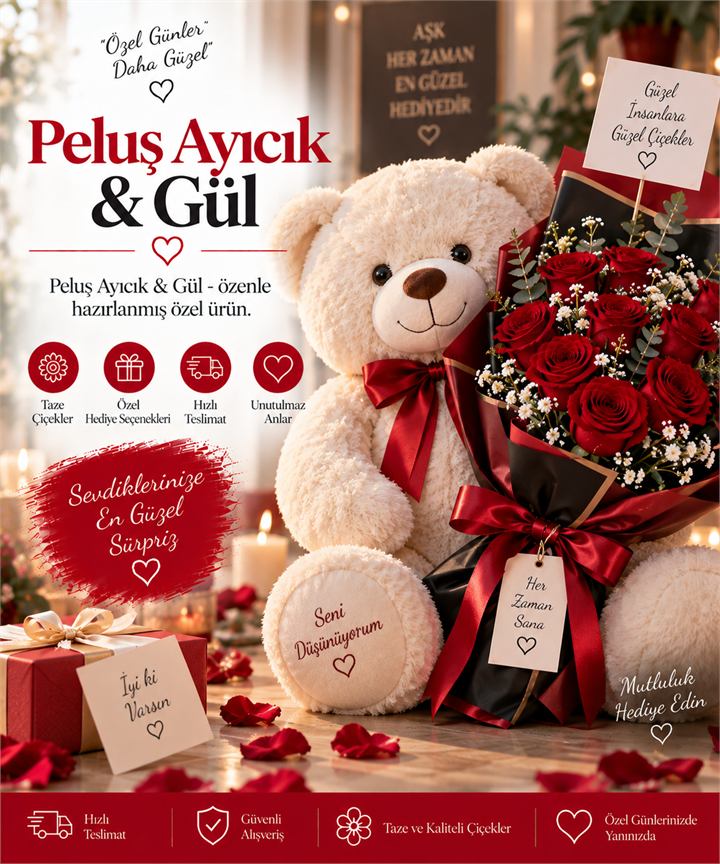 Peluş Ayıcık & Gül