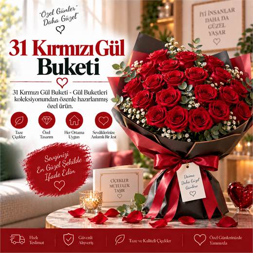 31 Kırmızı Gül Buketi
